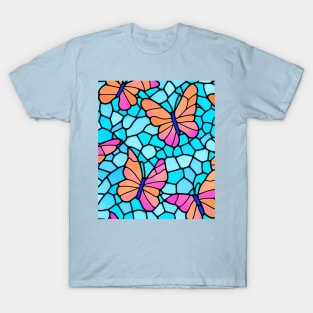 Orange Pastel Butterflies - Abstract Seamless Design Pattern T-Shirt